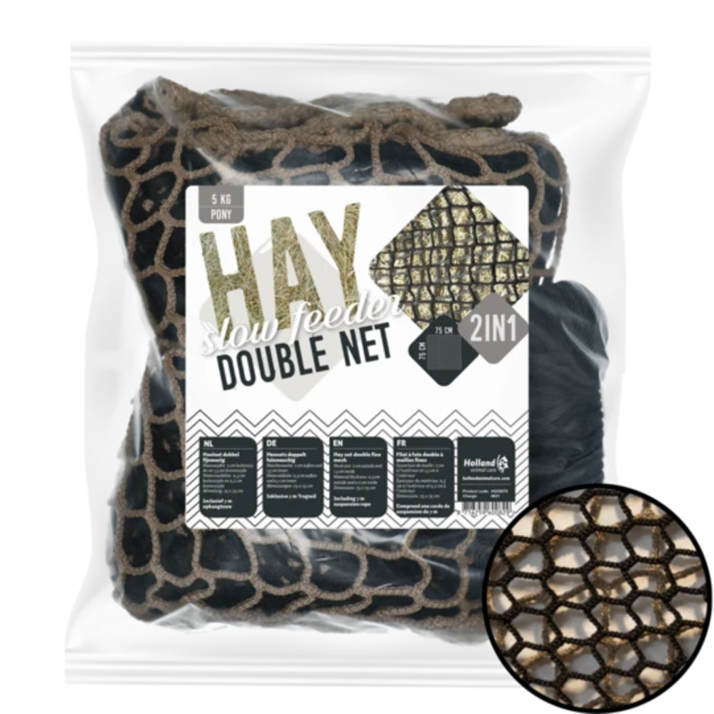 Hay Slowfeeder Net Dubbelnet - Pony - 5 kilo Hay Slowfeeder Net Dubbelnet - Pony - 5 kilo