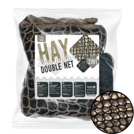 Hay Slowfeeder Net Dubbelnet - Pony - 5 kilo Hay Slowfeeder Net Dubbelnet - Pony - 5 kilo
