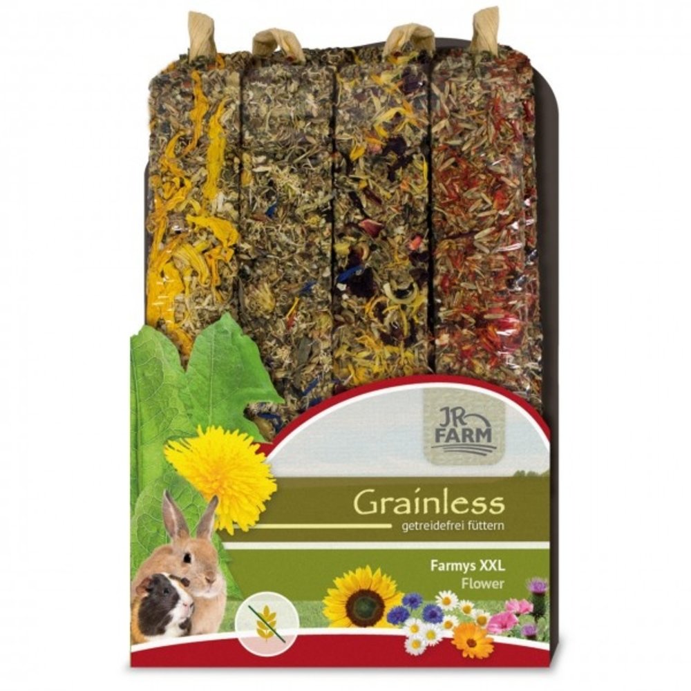 JR Farm JR Farm Grainless Farmy Knaagsticks XXL 4-pack - Bloemen JR Farm JR Farm Grainless Farmy Knaagsticks XXL 4-pack - Bloemen