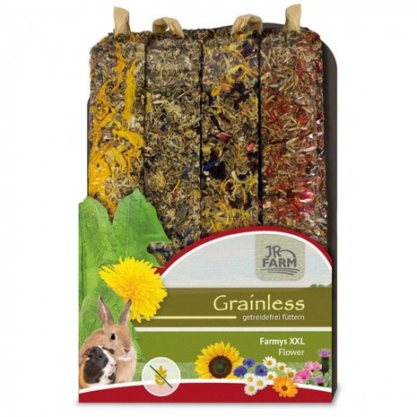 JR Farm JR Farm Grainless Farmy Knaagsticks XXL 4-pack - Bloemen JR Farm JR Farm Grainless Farmy Knaagsticks XXL 4-pack - Bloemen