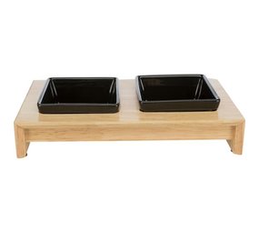 Trixie Voer- en waterbakset hout-steen Trixie Voer- en waterbakset hout-steen