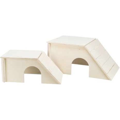 Trixie Houten Huis Bent - 40x18x23 cm - 2 in-uitgangen Trixie Houten Huis Bent - 40x18x23 cm - 2 in-uitgangen
