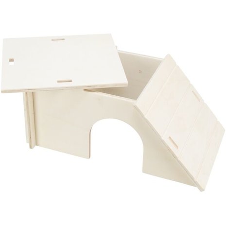Trixie Houten Huis Bent - 40x18x23 cm - 2 in-uitgangen Trixie Houten Huis Bent - 40x18x23 cm - 2 in-uitgangen