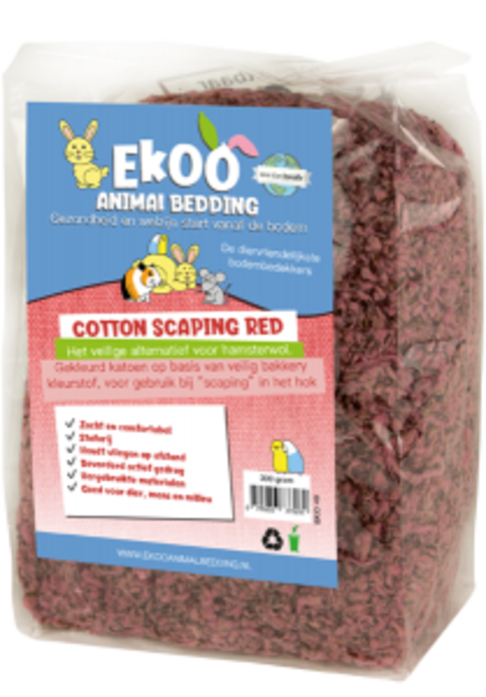 EKOO animal bedding Ekoo Cotton Scaping - Red - 3 liter EKOO animal bedding Ekoo Cotton Scaping - Red - 3 liter
