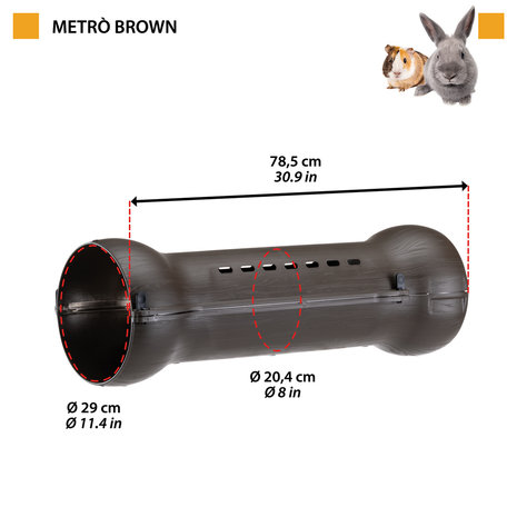 Ferplast Ferplast Metro Tunnel voor Konijnen - Bruin - Ø 29 x 78.5 cm Ferplast Ferplast Metro Tunnel voor Konijnen - Bruin - Ø 29 x 78.5 cm