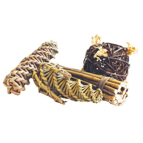 Happy Pet Happy Pet Nature First Knaagspeeltje Wilgen knaagset - Spiraal - Maïs - Bal - Sticks Happy Pet Happy Pet Nature First Knaagspeeltje Wilgen knaagset - Spiraal - Maïs - Bal - Sticks