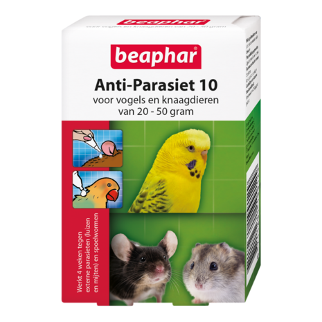 Beaphar Beaphar Anti-Parasiet 10 - Vogels en Knaagdieren - 20-50 gram - 2 stuks Beaphar Beaphar Anti-Parasiet 10 - Vogels en Knaagdieren - 20-50 gram - 2 stuks