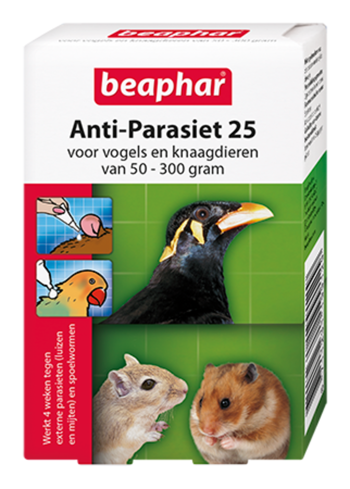 Beaphar Beaphar Anti-Parasiet 25 - Vogels en Knaagdieren - 50-300 gram - 2 stuks Beaphar Beaphar Anti-Parasiet 25 - Vogels en Knaagdieren - 50-300 gram - 2 stuks