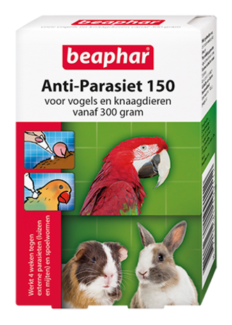 Beaphar Beaphar Anti-Parasiet 150 - Vogels en Knaagdieren - vanaf 300 gram - 4 stuks Beaphar Beaphar Anti-Parasiet 150 - Vogels en Knaagdieren - vanaf 300 gram - 4 stuks