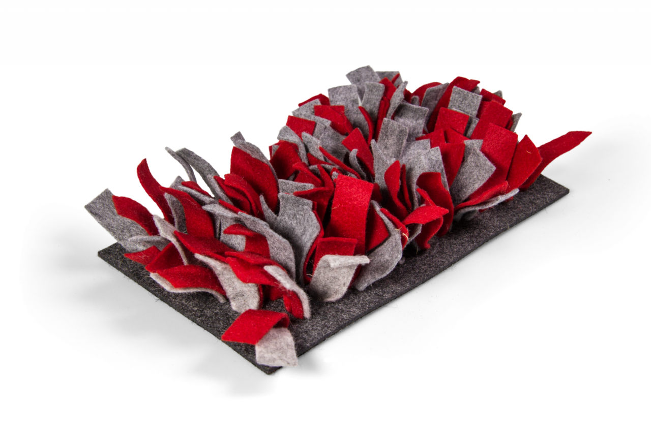 Bunny Nature Bunny Nature - Snuffelmat vilt - 28 x 15 x 5 cm rood met grijs Bunny Nature Bunny Nature - Snuffelmat vilt - 28 x 15 x 5 cm rood met grijs