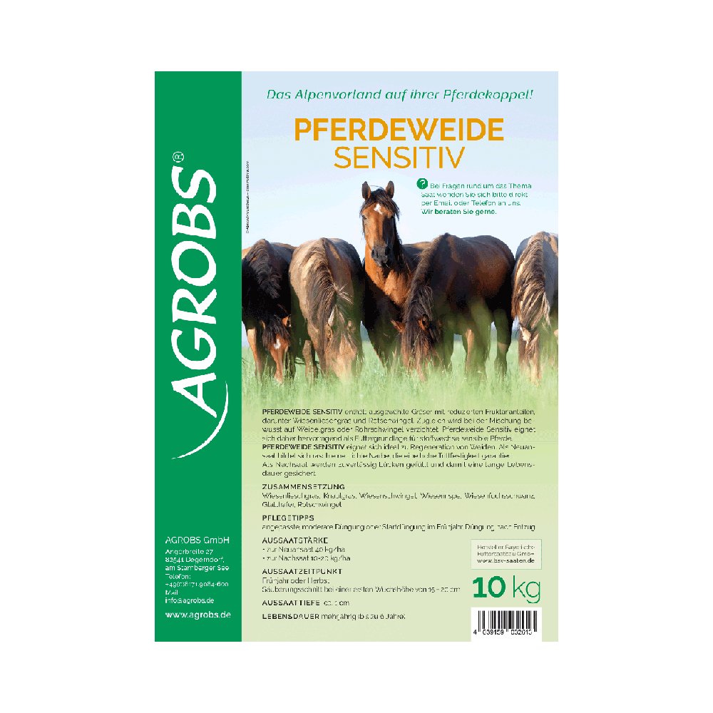 Agrobs Agrobs Pferdeweide Sensitiv - Fructaanarm Graszaad mengsel - 10 kilo Agrobs Agrobs Pferdeweide Sensitiv - Fructaanarm Graszaad mengsel - 10 kilo