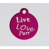 IMARC Kattenpenning – Rond – Live Love Purr – Roze - Klein Ø2 cm