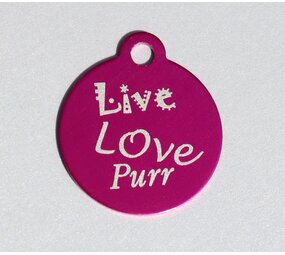 IMARC Kattenpenning – Rond – Live Love Purr – Roze - Klein Ø2 cm