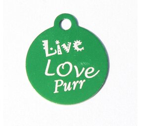 IMARC Kattenpenning – Rond – Live Love Purr – Groen - Klein Ø2 cm
