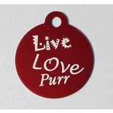 IMARC Kattenpenning – Rond – Live Love Purr – Rood - Klein Ø2 cm