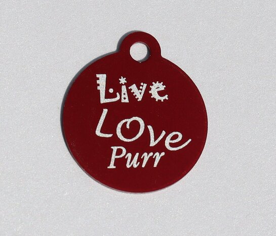 IMARC Kattenpenning – Rond – Live Love Purr – Rood - Klein Ø2 cm IMARC Kattenpenning – Rond – Live Love Purr – Rood - Klein Ø2 cm