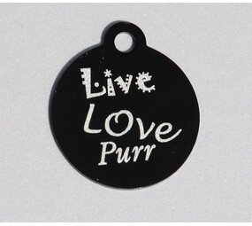 IMARC Kattenpenning – Rond – Live Love Purr – Zwart - Klein Ø2 cm