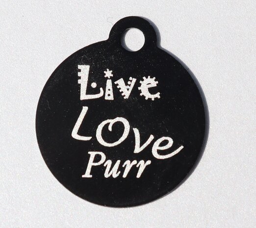 IMARC Kattenpenning – Rond – Live Love Purr – Zwart - Klein Ø2 cm IMARC Kattenpenning – Rond – Live Love Purr – Zwart - Klein Ø2 cm