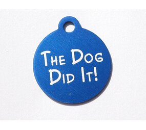 IMARC Kattenpenning – Rond – The Dog Did It! - Blauw - Klein Ø2 cm