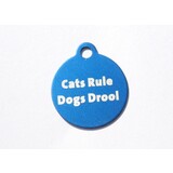 IMARC Kattenpenning – Rond – Cats Rule Dogs Drool – Blauw - Klein Ø2 cm