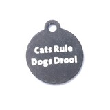 IMARC Kattenpenning – Rond – Cats Rule Dogs Drool– Zwart - Klein Ø2 cm