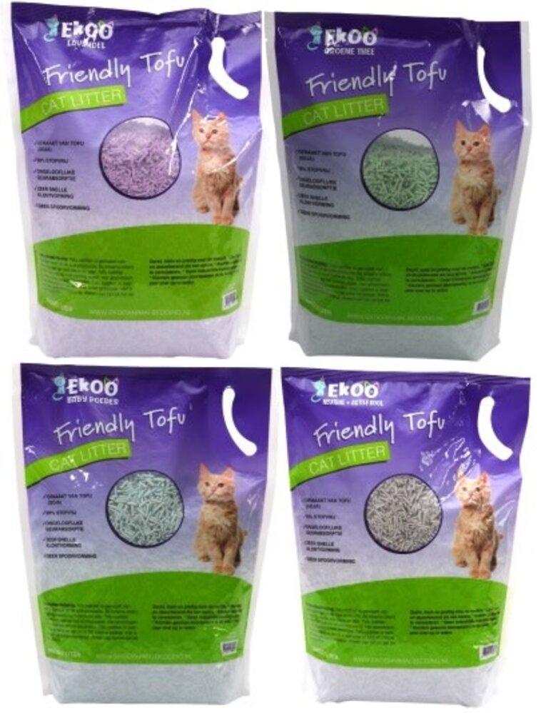Ekoo Cat Litter Proefpakket Ekoo Cat Litter - Tofu Kattenbakvulling - 4 x 6 liter