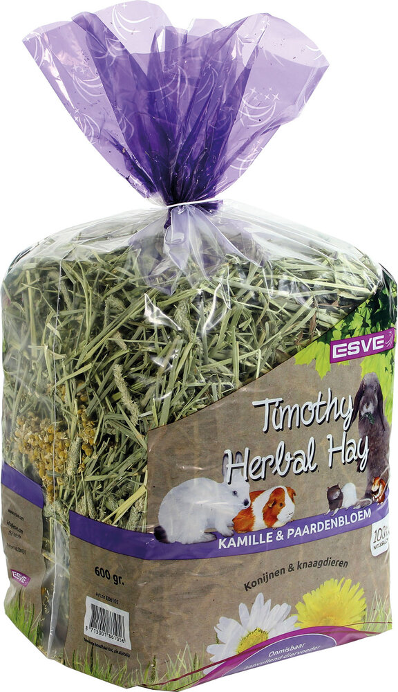ESVE Esve Timothy Hay - Kamille en Paardenbloem - 600 gram ESVE Esve Timothy Hay - Kamille en Paardenbloem - 600 gram