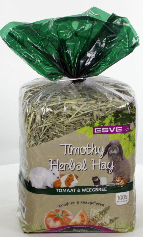 ESVE Esve Timothy Hay - Tomaat en Weegbree - 600 gram ESVE Esve Timothy Hay - Tomaat en Weegbree - 600 gram