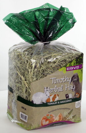 ESVE Esve Timothy Hay - Tomaat en Weegbree - 600 gram ESVE Esve Timothy Hay - Tomaat en Weegbree - 600 gram