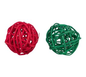 Trixie Trixie Xmas set Rotan Ballen met Bel - 4 cm Trixie Trixie Xmas set Rotan Ballen met Bel - 4 cm