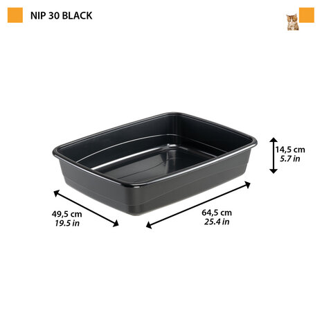 Ferplast Toiletbak Nip 30 - Open - 64.5 x 49.5 x 14.5 cm - Zwart Ferplast Toiletbak Nip 30 - Open - 64.5 x 49.5 x 14.5 cm - Zwart