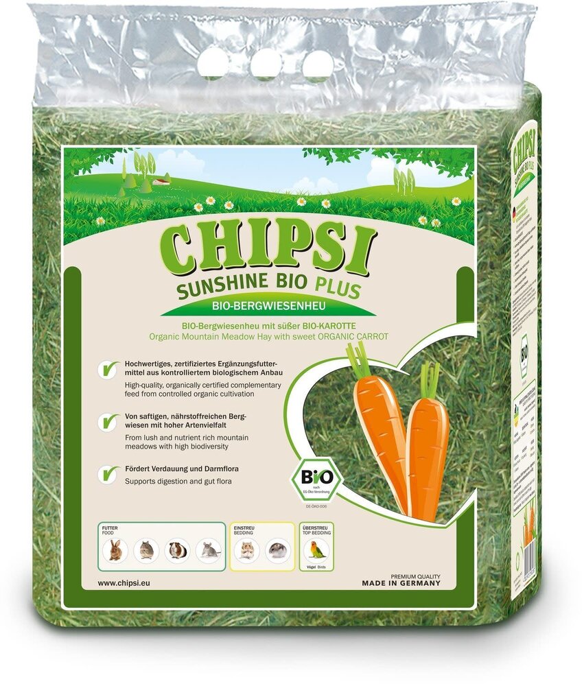 Chipsi Chipsi Sunshine Biologisch Hooi met Wortel - 600 gram Chipsi Chipsi Sunshine Biologisch Hooi met Wortel - 600 gram