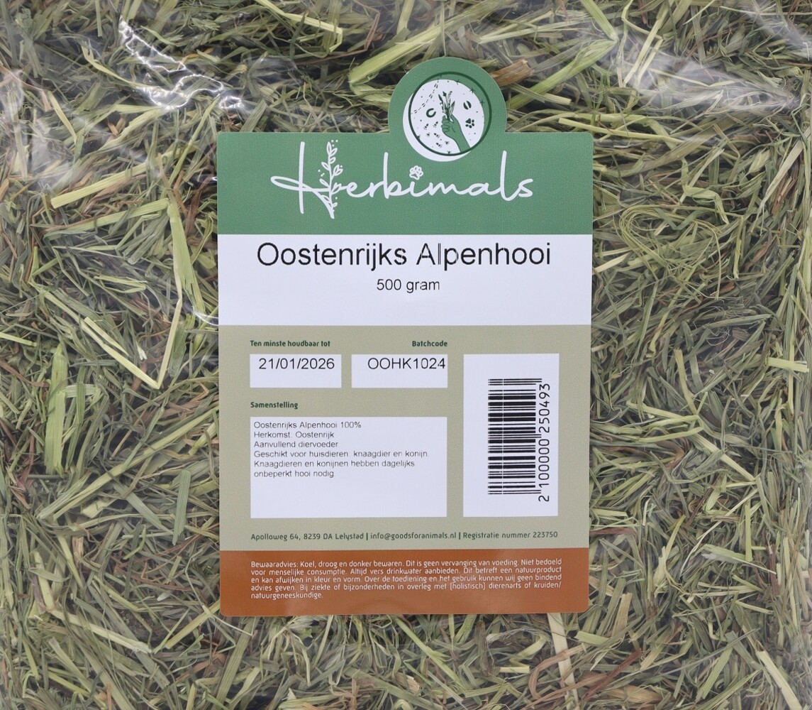 Herbimals Herbimals Premium Oostenrijks Alpenhooi - 500 gram Herbimals Herbimals Premium Oostenrijks Alpenhooi - 500 gram
