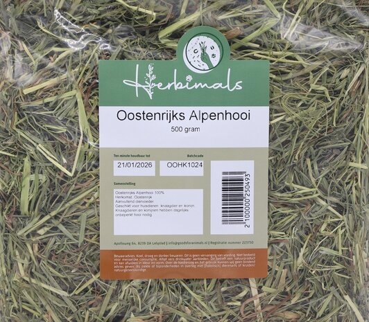Herbimals Herbimals Premium Oostenrijks Alpenhooi - 500 gram Herbimals Herbimals Premium Oostenrijks Alpenhooi - 500 gram