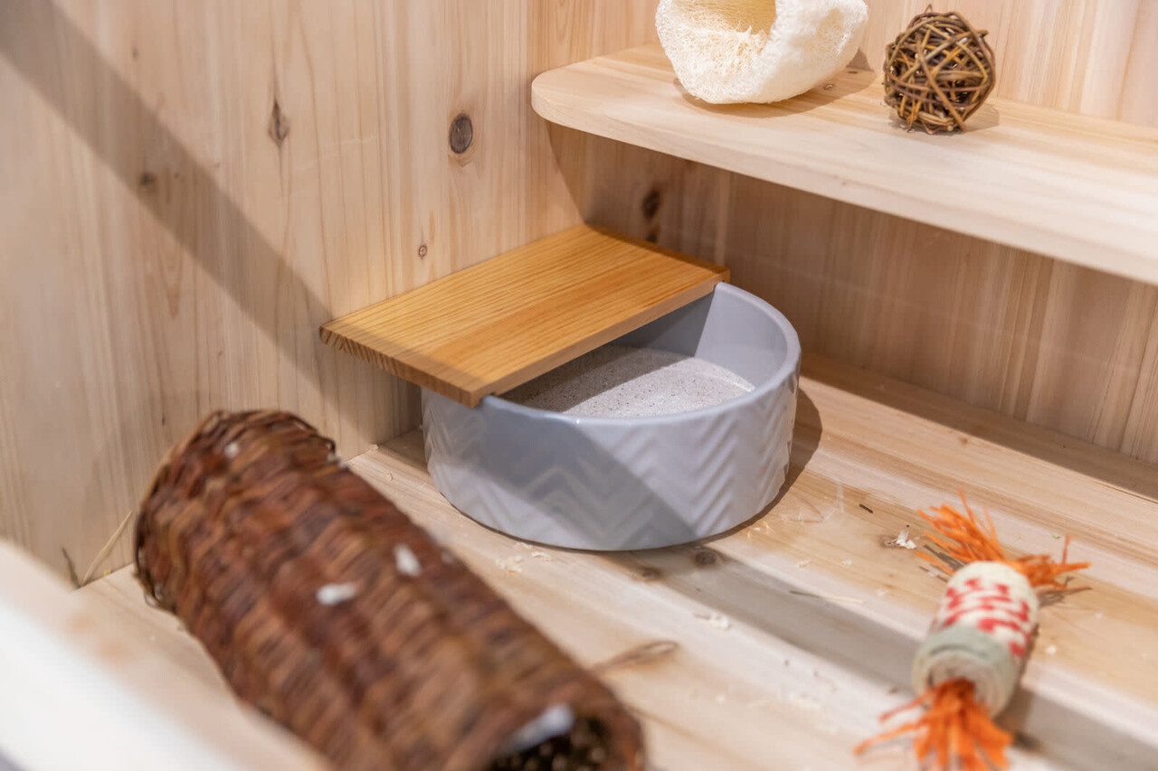 Trixie Trixie Zandbad met Platform - Keramiek en Hout - ø 24 cm / 25 cm × 9 cm