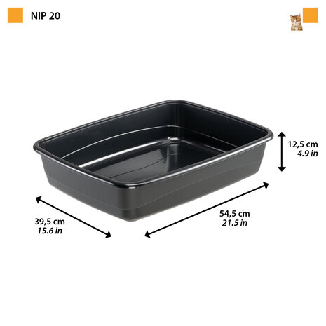 Ferplast Toiletbak Nip 20 - Open - 54.5 x 39.5 x 12.5 cm - verschillende kleuren