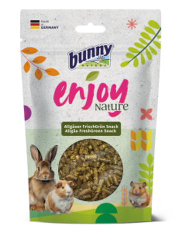 Bunny Nature Bunny Nature Enjoy Allgäu Vers Groen met Paardebloem Snack - 200 gram Bunny Nature Bunny Nature Enjoy Allgäu Vers Groen met Paardebloem Snack - 200 gram