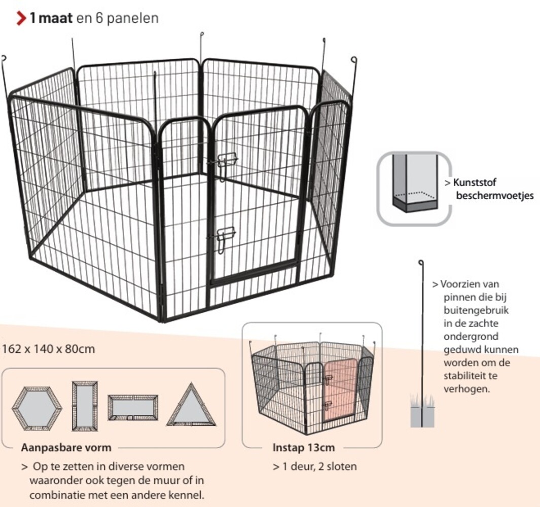 Flamingo Metalen Ren Zecta - Zwart - 6 panelen 80x79 cm