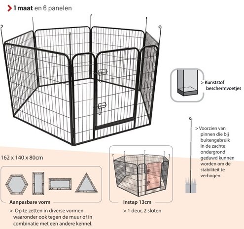 Flamingo Metalen Ren Zecta - Zwart - 6 panelen 80x79 cm