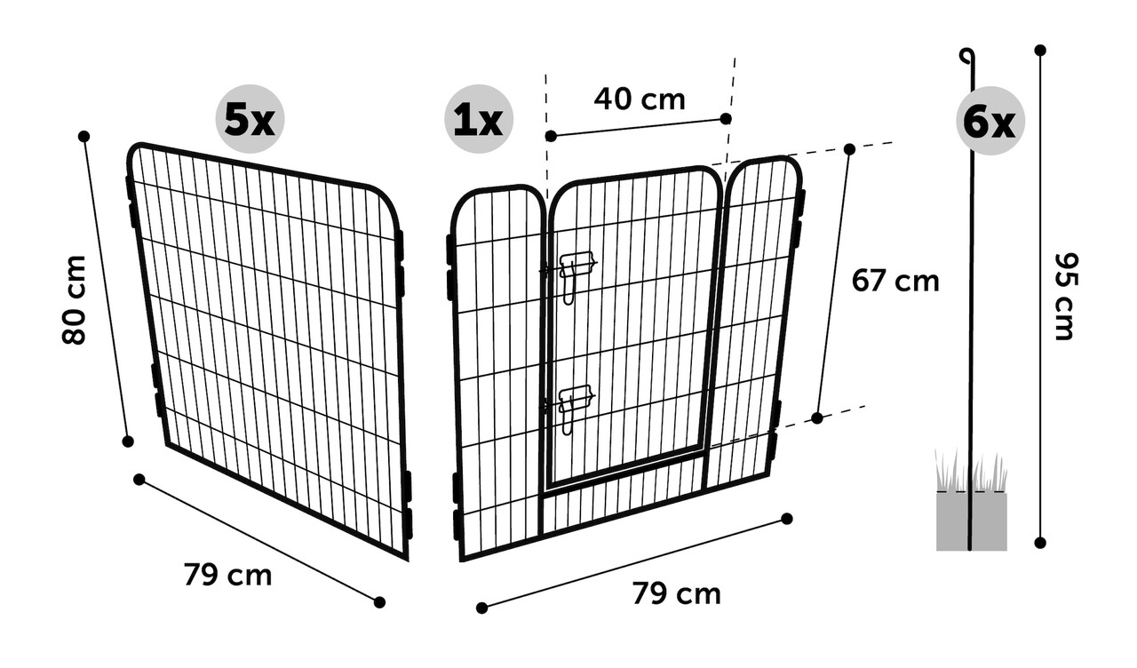 Flamingo Metalen Ren Zecta - Zwart - 6 panelen 80x79 cm
