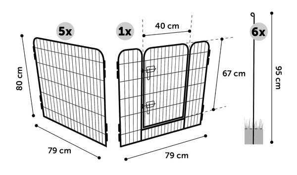 Flamingo Metalen Ren Zecta - Zwart - 6 panelen 80x79 cm