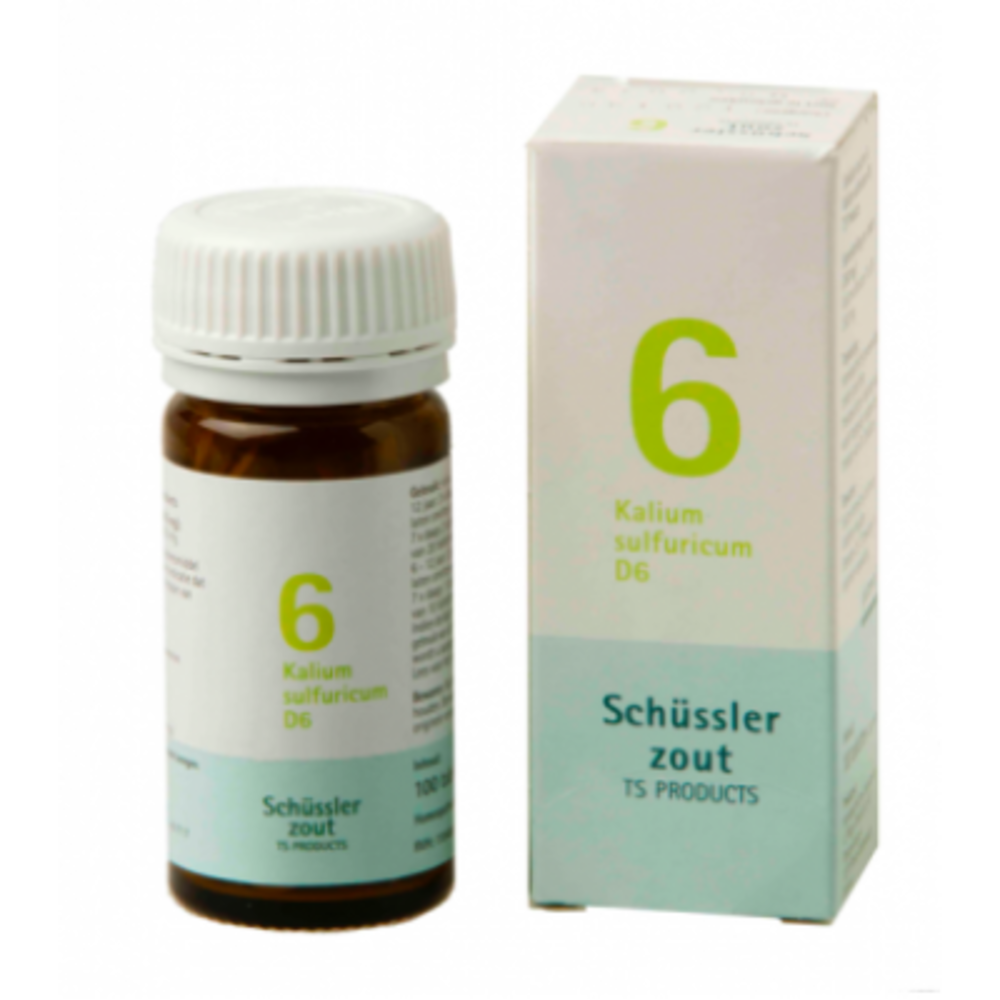 Schüssler Schüssler zout - Celzout nummer 6 - Kalium Sulfuricum - 100 tabletten Schüssler Schüssler zout - Celzout nummer 6 - Kalium Sulfuricum - 100 tabletten