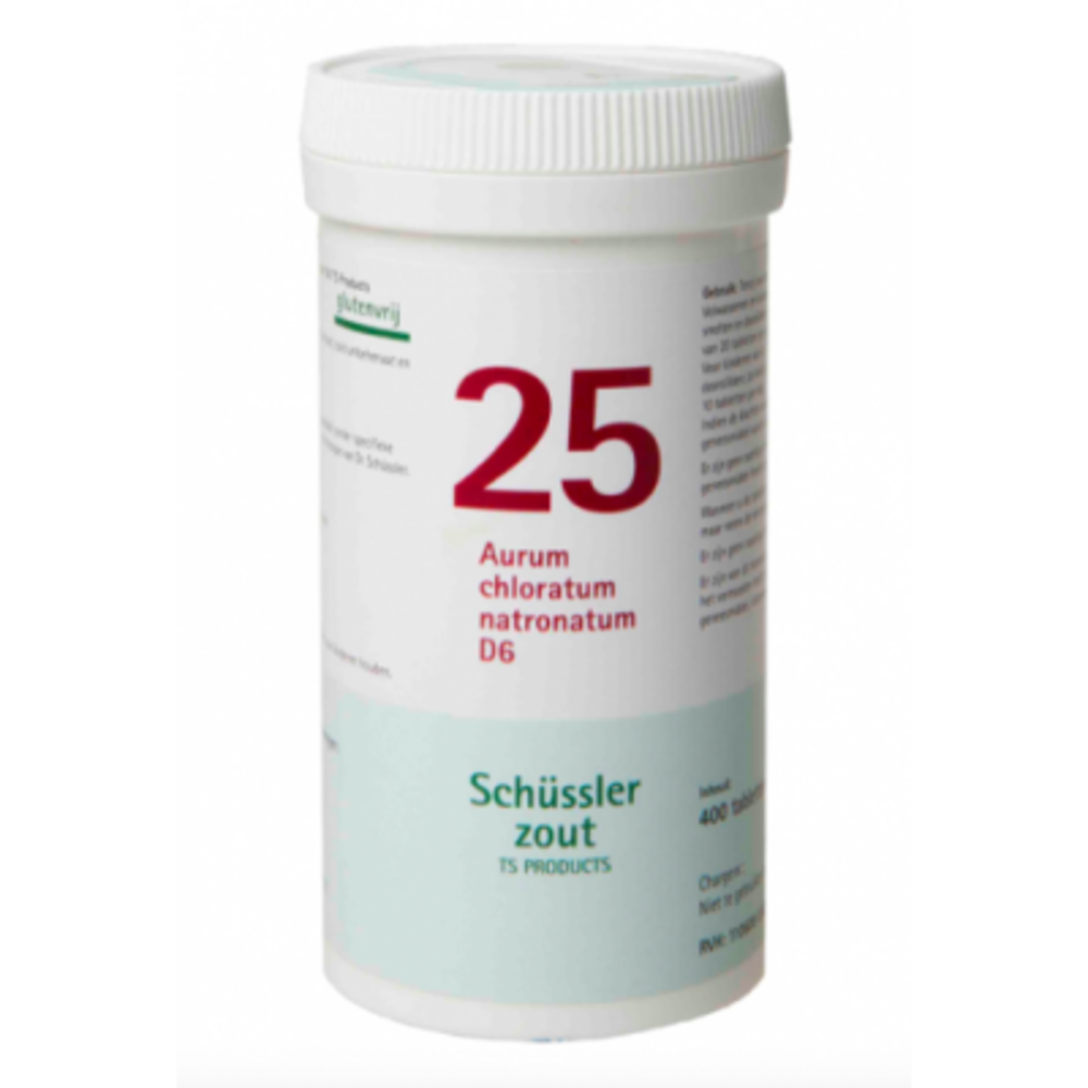 Schüssler Schüssler zout - Celzout nummer 25 - Aurum Chloratum Natronatum - 400 tabletten Schüssler Schüssler zout - Celzout nummer 25 - Aurum Chloratum Natronatum - 400 tabletten