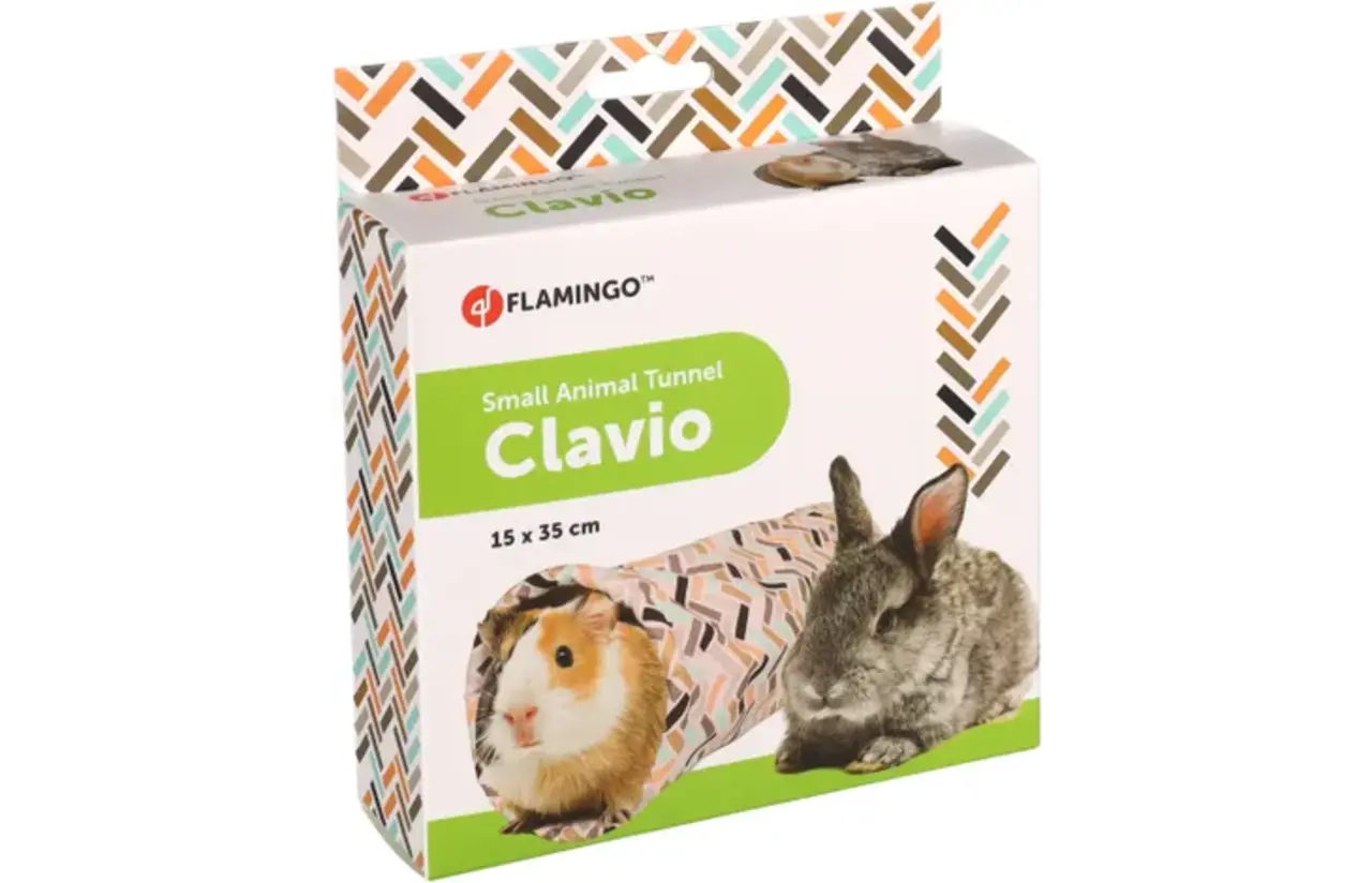 Flamingo Nylon met Pluche tunnel Clavio - 15x35 cm Flamingo Nylon met Pluche tunnel Clavio - 15x35 cm