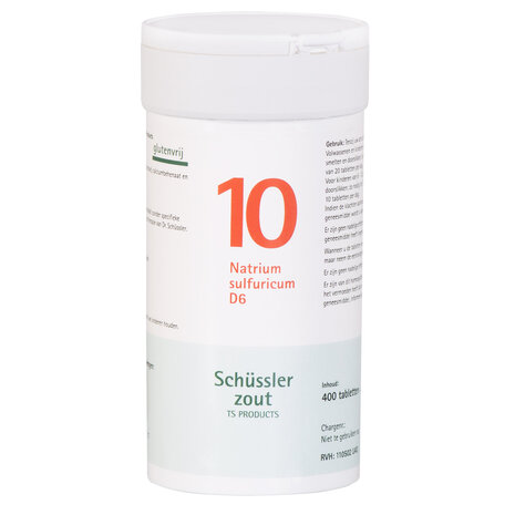 Schüssler Schüssler zout - Celzout nummer 10 - Natrium Sulfuricum - 400 tabletten Schüssler Schüssler zout - Celzout nummer 10 - Natrium Sulfuricum - 400 tabletten