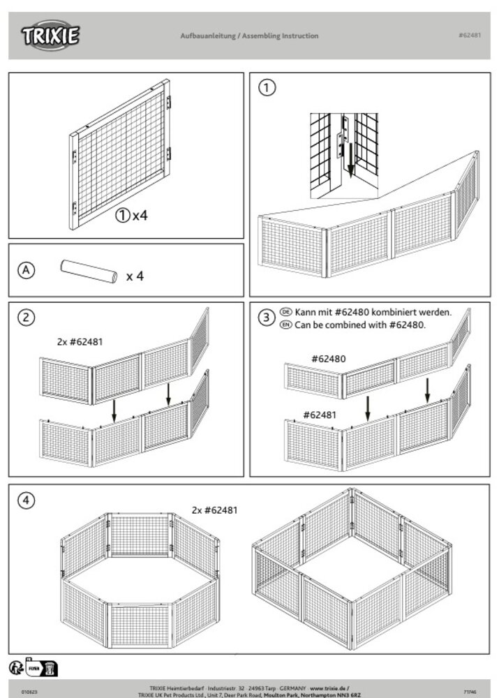 Trixie Trixie Indoor Ren - 60 x 50 cm - 4 panelen
