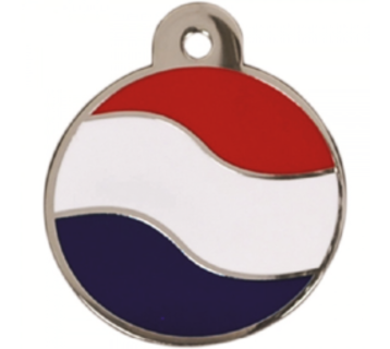 Gegraveerde hondenpenning rood-wit-blauw