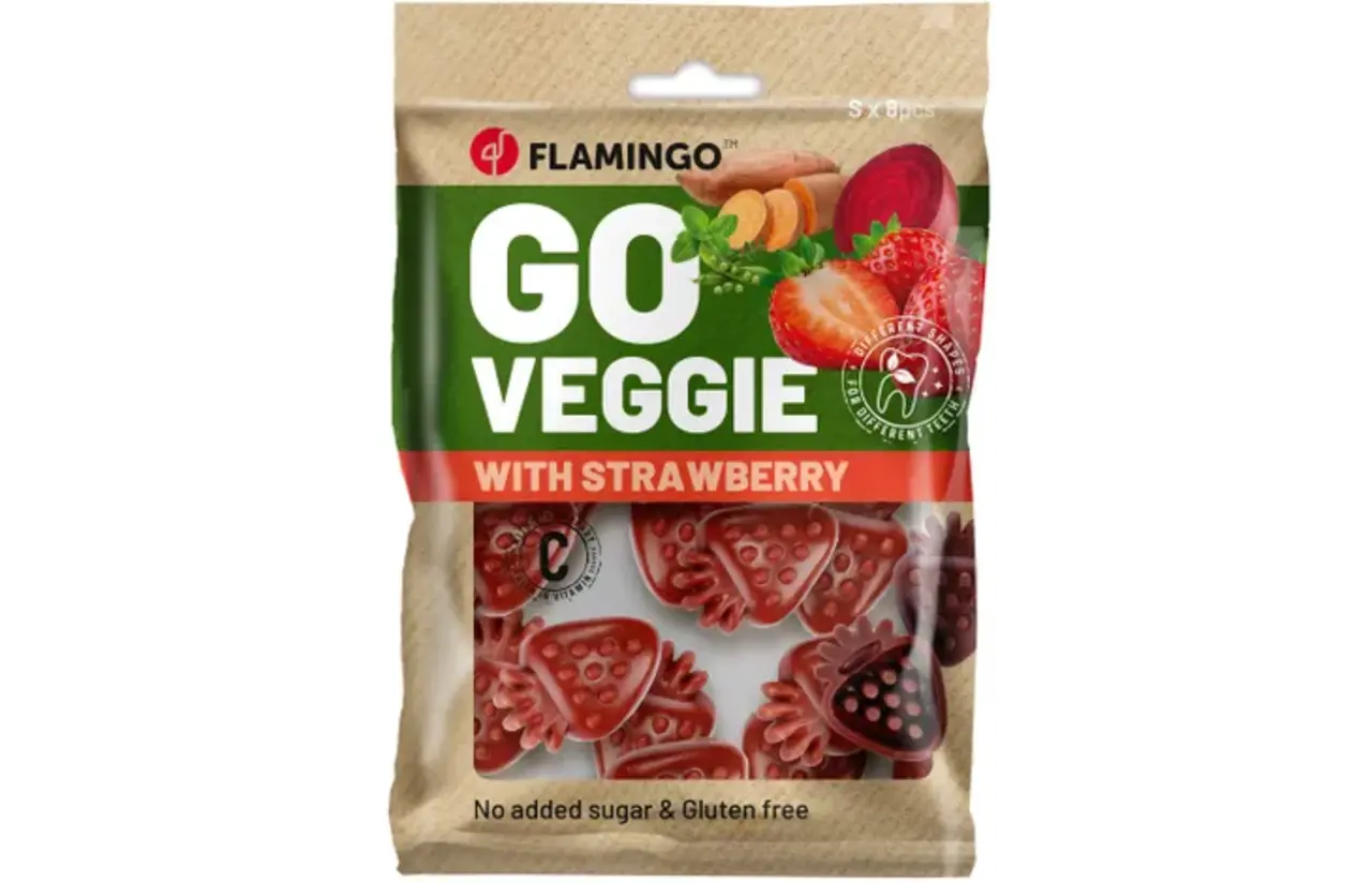 Flamingo Veggie Snacks Aardbei Vorm - 120 gram