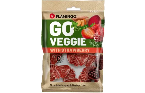 Flamingo Veggie Snacks Aardbei Vorm - 120 gram