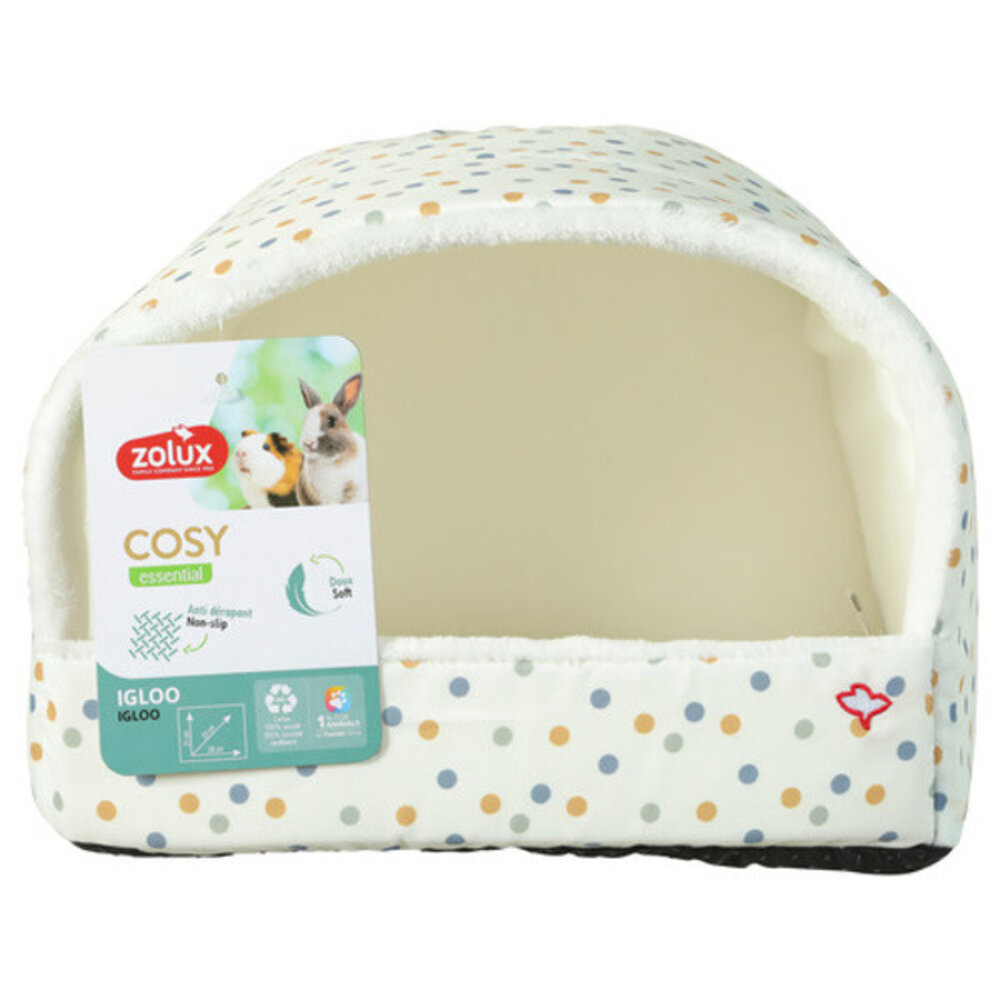 Zolux Zolux Konijnen Iglo - 23 x 28  x 21 cm - Wit met stippen
